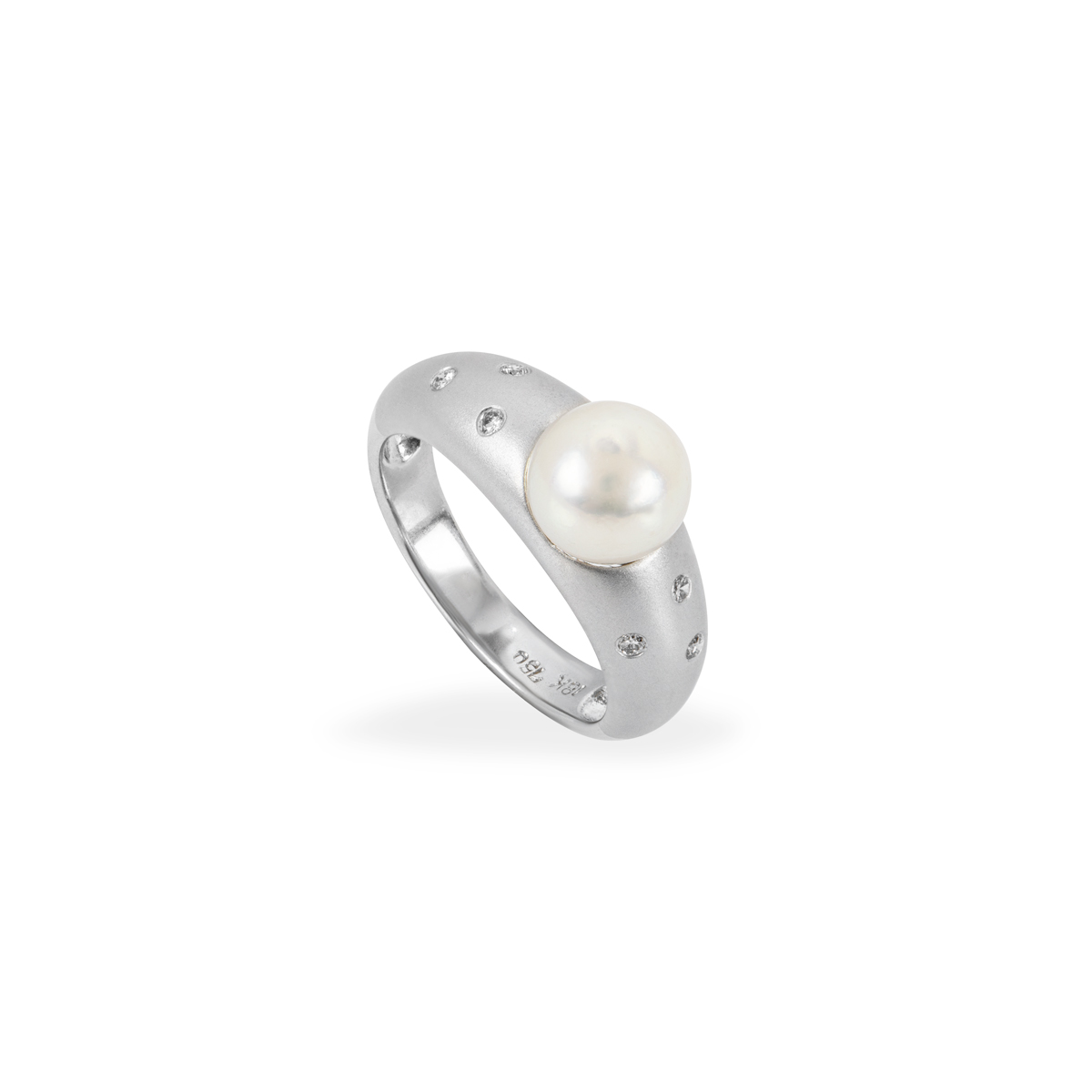 White Gold Cultured Pearl & Diamond Dress Ring | Rich Diamonds